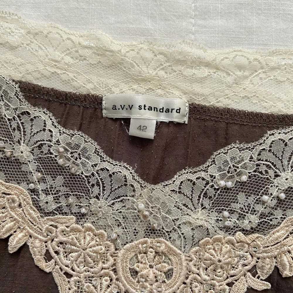 Designer Japanese brand Brown lace cami top - image 2