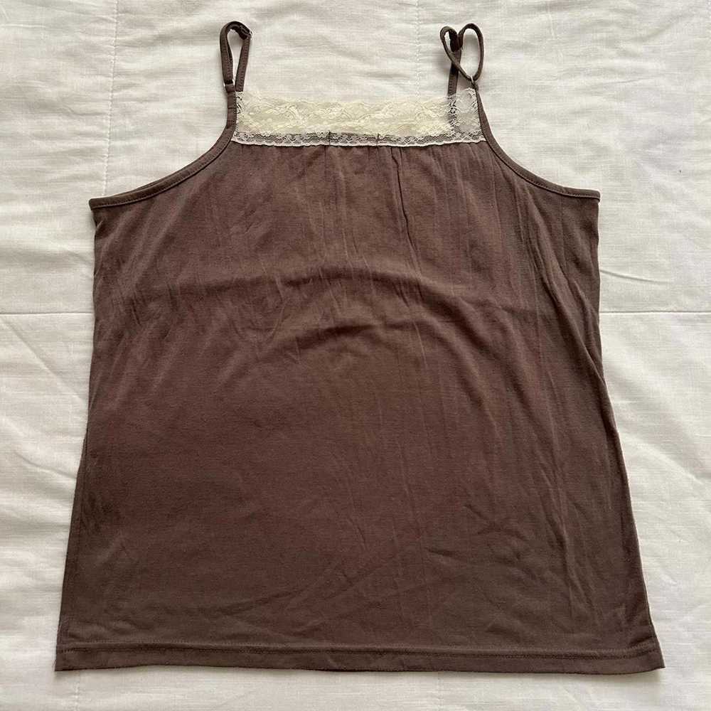 Designer Japanese brand Brown lace cami top - image 3