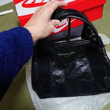 Balenciaga Navy Cabas XS Black Leather