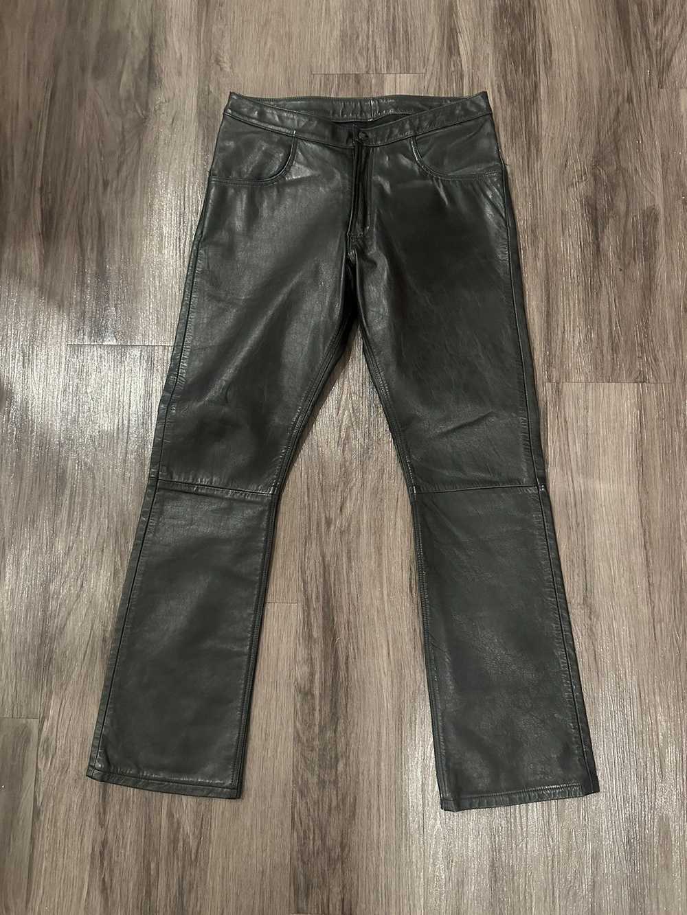 Vintage Black authentic leather bootcut pants - image 1