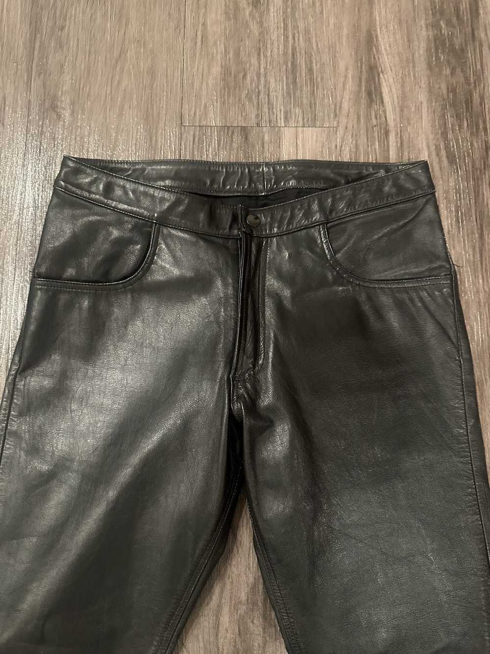 Vintage Black authentic leather bootcut pants - image 3