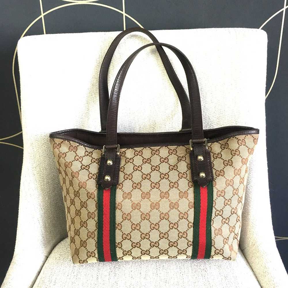 Authentic Gucci Sherry Line tote bag brown - image 5