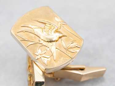 Beautiful Golden Sparrow Cufflinks - image 1