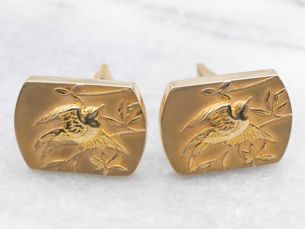 Beautiful Golden Sparrow Cufflinks - image 2