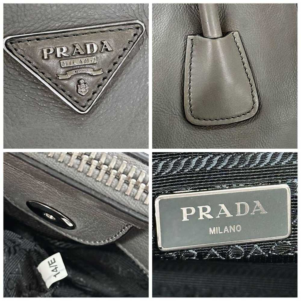 PRADA Triangle Logo All-Leather 2-Way Handbag Gra… - image 12