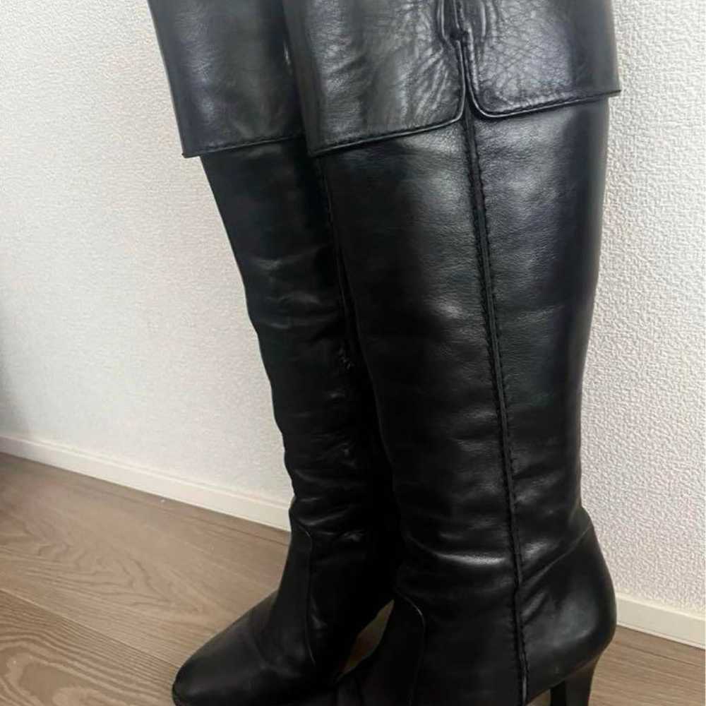 Mode Egiacomo Black Leather Long Boots 23cm - image 3