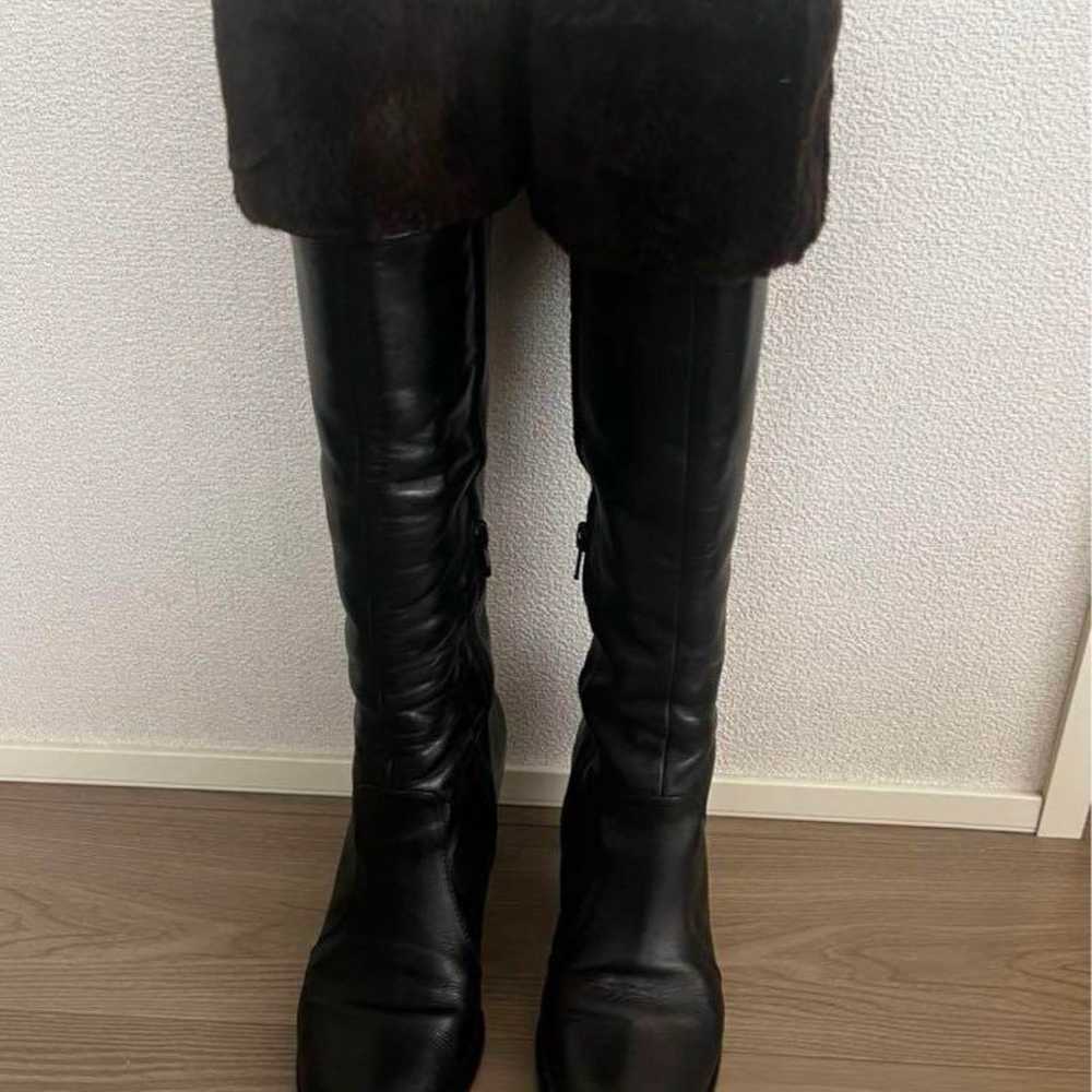 Mode Egiacomo Black Leather Long Boots 23cm - image 6