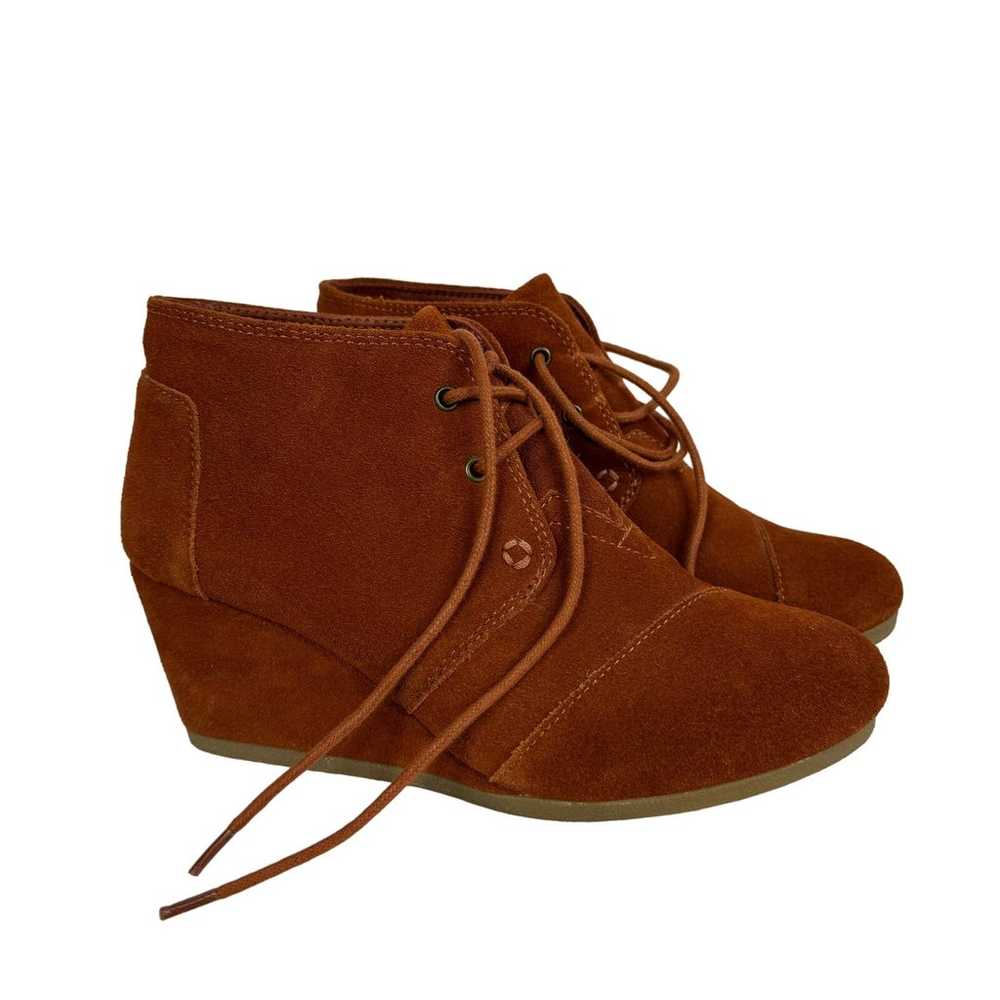 Toms Kala Desert Lace Up Orange Suede Wedge Heel … - image 3