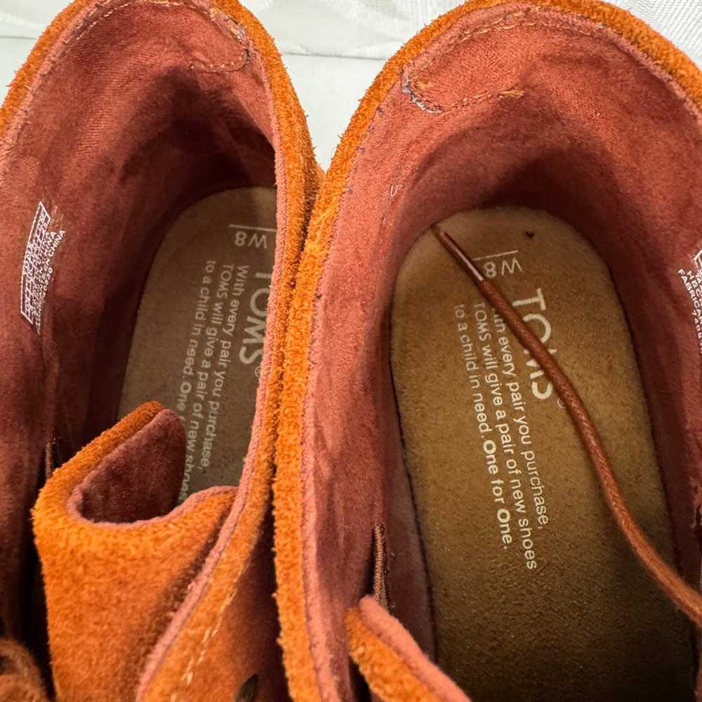 Toms Kala Desert Lace Up Orange Suede Wedge Heel … - image 5