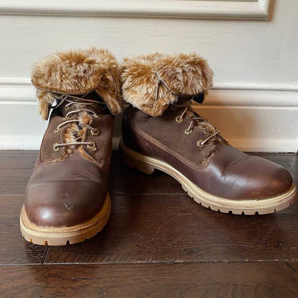 Timberland Leather/Faux Fur Roll-Top Ankle Boots - image 11