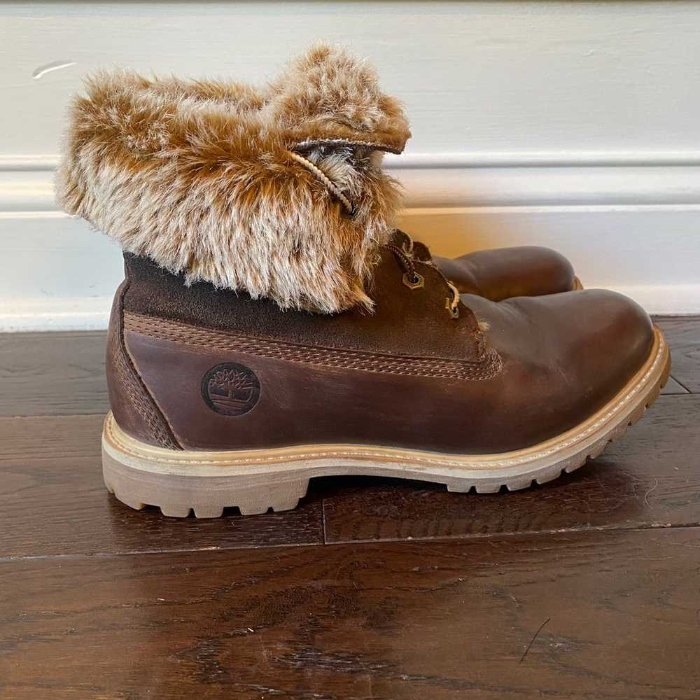 Timberland Leather/Faux Fur Roll-Top Ankle Boots - image 4