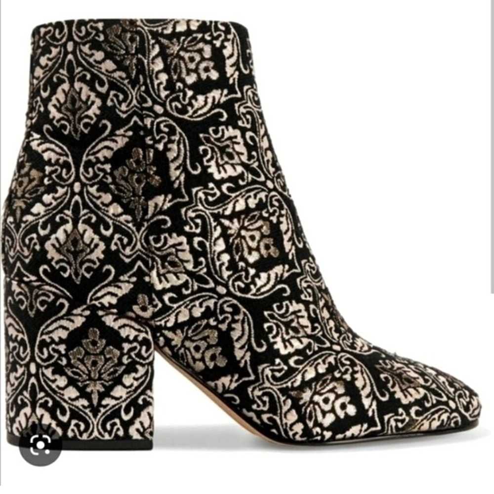 Sam Edelman Taye Black Gold Brocade Side Zip Boot… - image 1