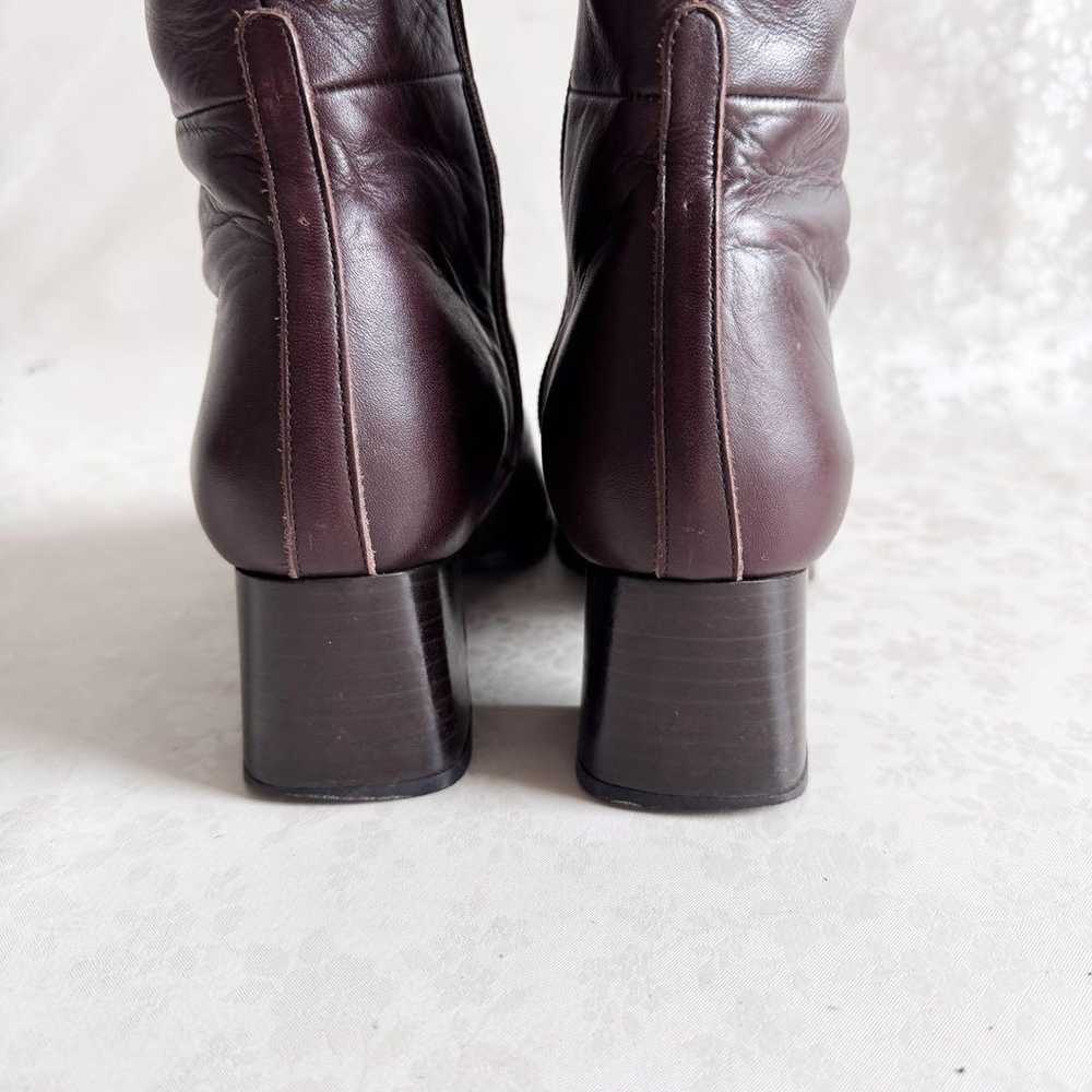 【Himiko】Leather Long Boots Brown 22.5cm Chunky He… - image 6