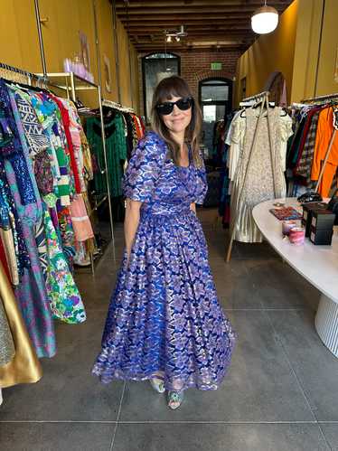 1950s Metallic Floral Dress