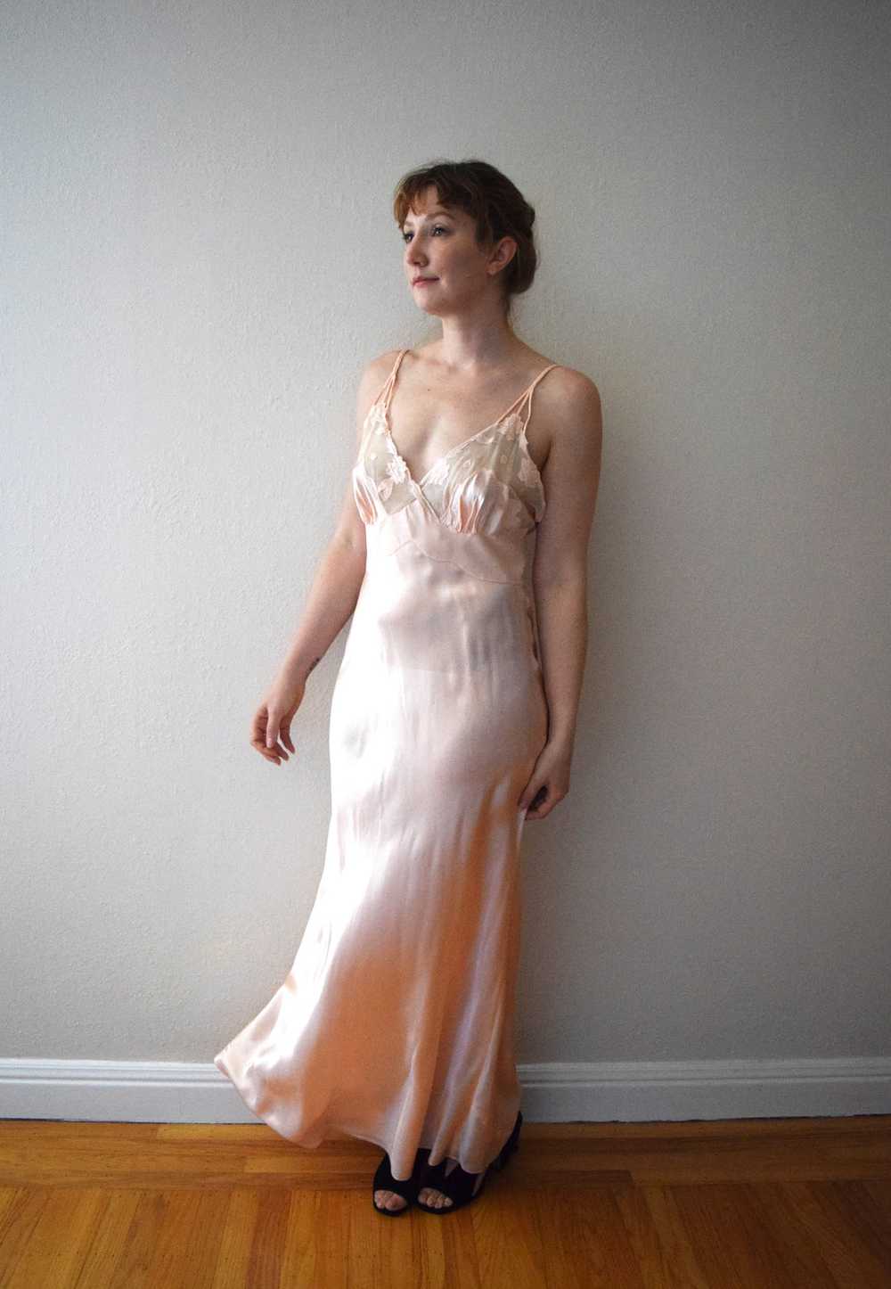 1940s bias cut satin nightgown . vintage slip . s… - image 6