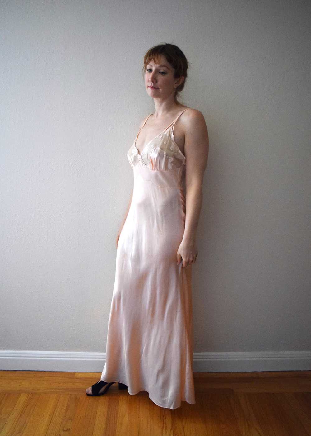 1940s bias cut satin nightgown . vintage slip . s… - image 7