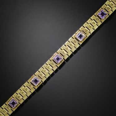 Art Deco Amethyst Link Bracelet