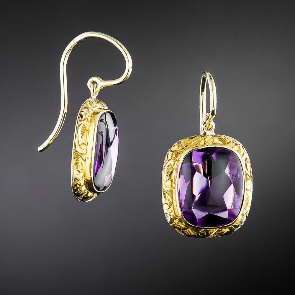 Victorian Amethyst Dangle Earrings - image 2