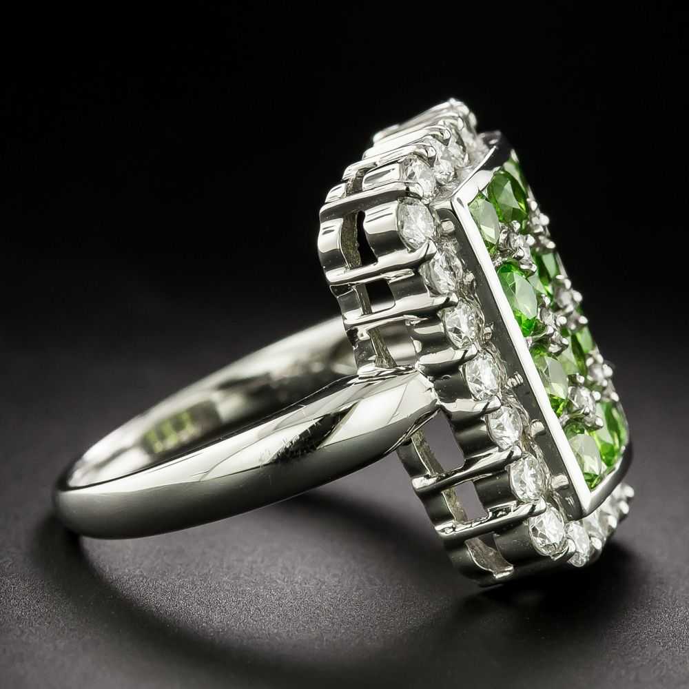 Estate Demantoid Garnet and Diamond Ring - image 2