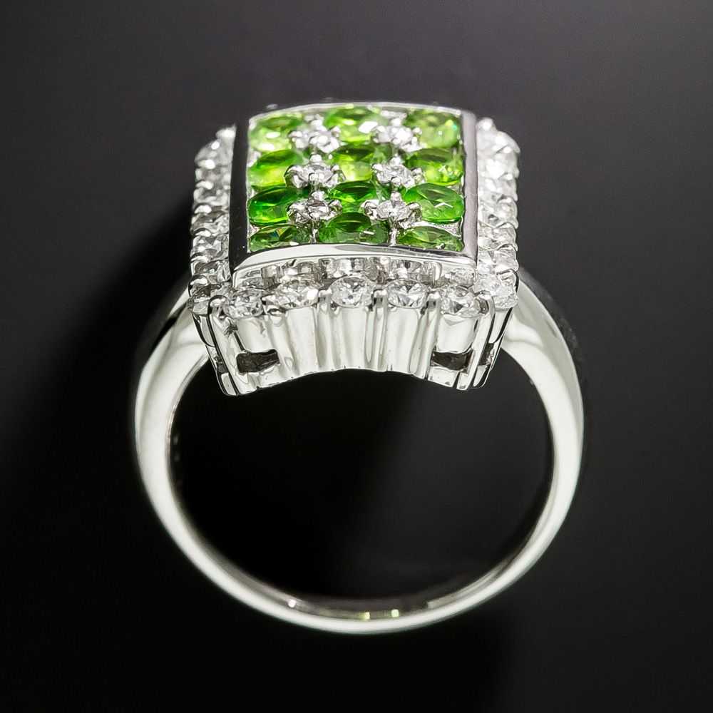 Estate Demantoid Garnet and Diamond Ring - image 3