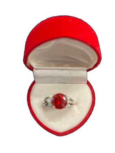 Ruby Red Round Cut Cubic Zirconia Set In Sterling… - image 1