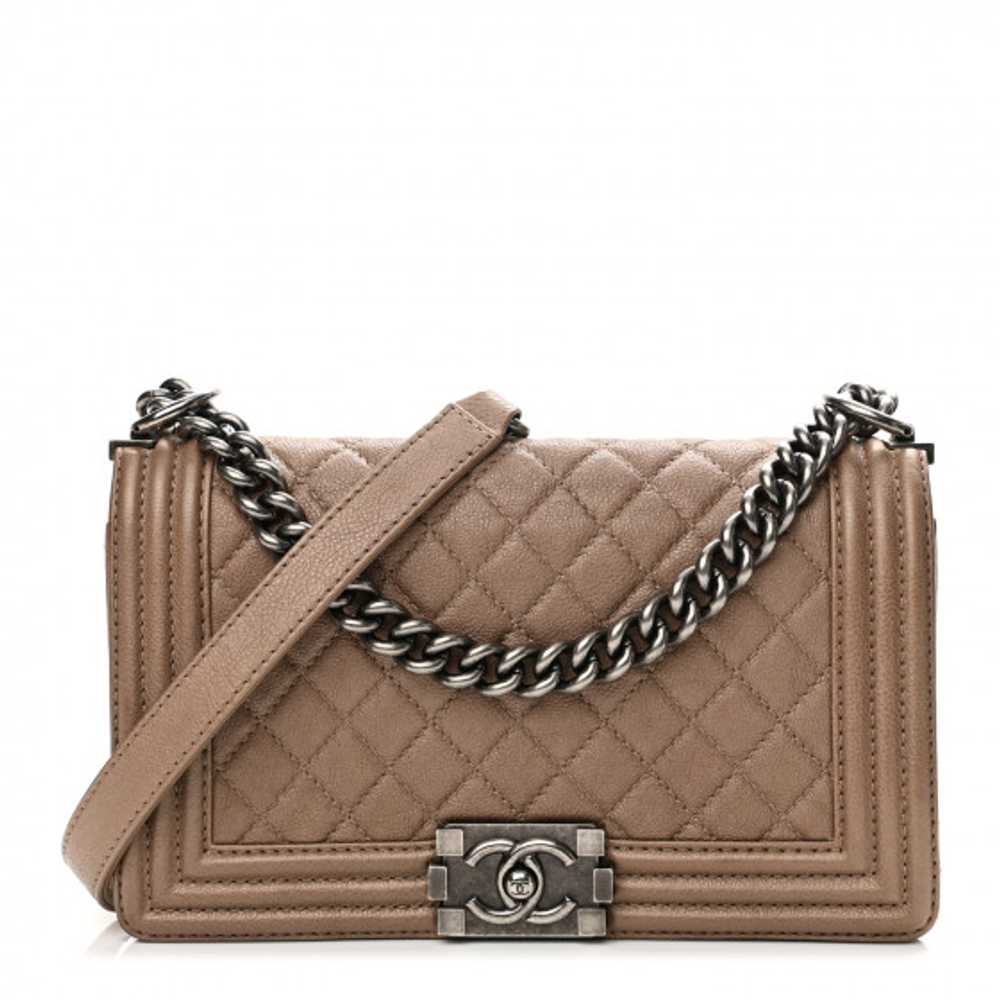 CHANEL Metallic Calfskin Quilted Medium Boy Flap … - image 1