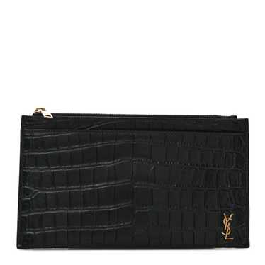 SAINT LAURENT Calfskin Crocodile Embossed Monogram