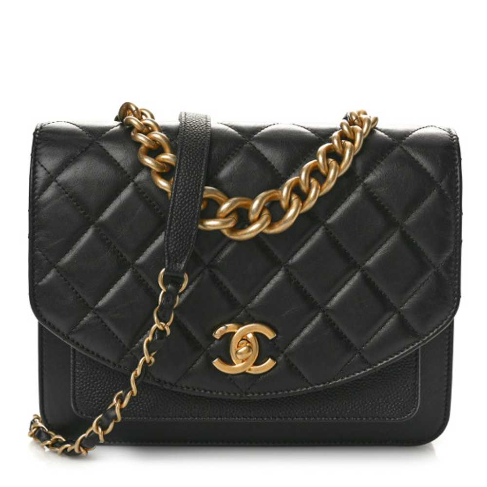 CHANEL Calfskin Caviar Quilted Chain Handle Flap … - image 1