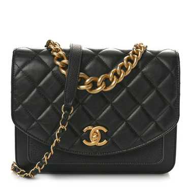 CHANEL Calfskin Caviar Quilted Chain Handle Flap … - image 1