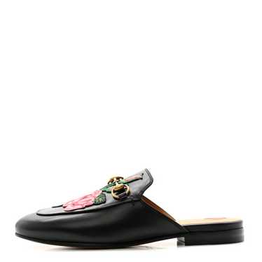 GUCCI Calfskin Flower Embroidered Princetown Slip… - image 1