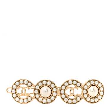 CHANEL Pearl Coco Hair Clip Barrette Gold