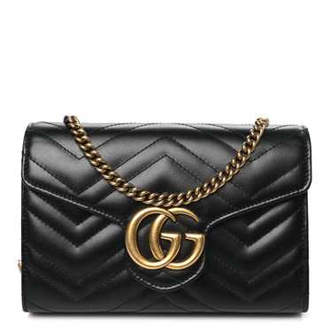 GUCCI Calfskin Matelasse GG Marmont Chain Wallet B