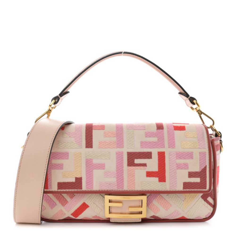 FENDI Canvas Vitello King FF Embroidered Baguette… - image 1