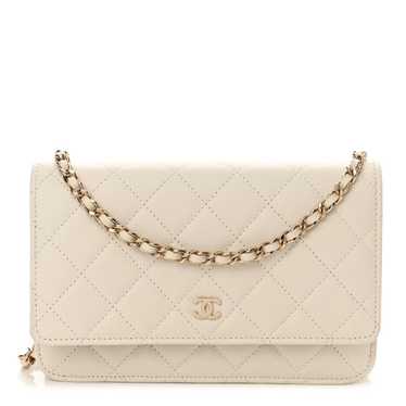 CHANEL Caviar Quilted Wallet On Chain WOC White - image 1