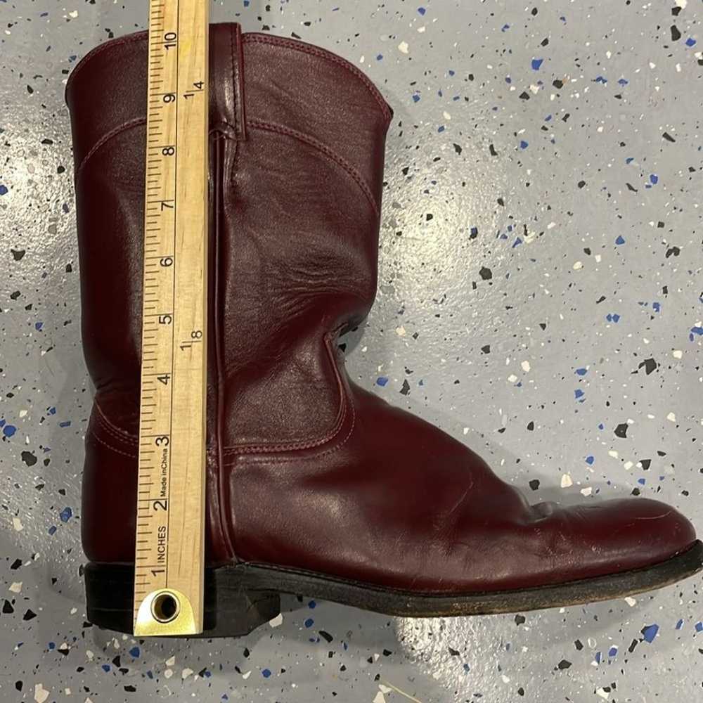 Justin Red Wine Oxblood Leather Western Roper Cow… - image 10