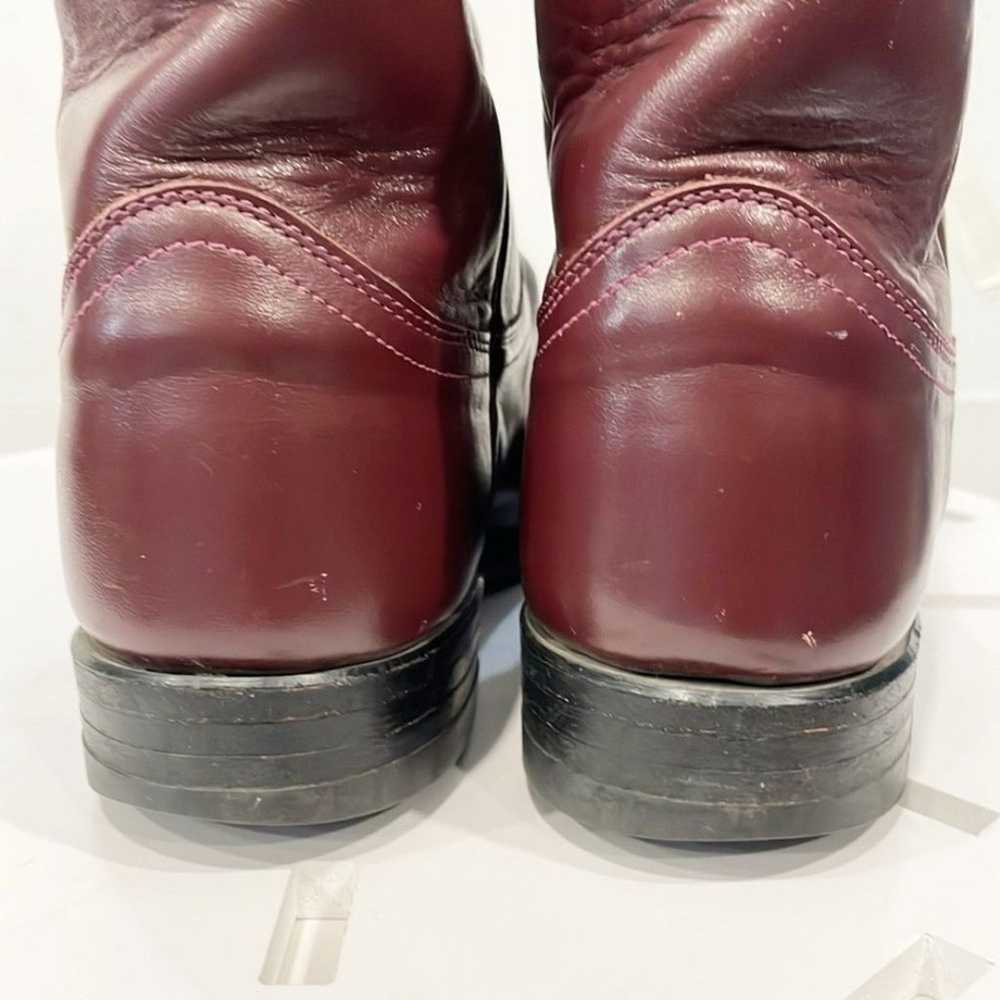 Justin Red Wine Oxblood Leather Western Roper Cow… - image 12