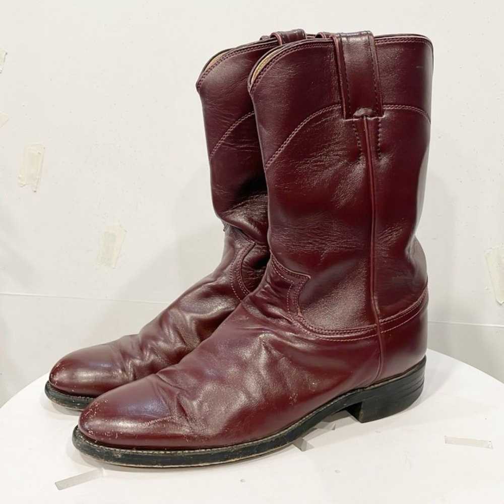 Justin Red Wine Oxblood Leather Western Roper Cow… - image 1