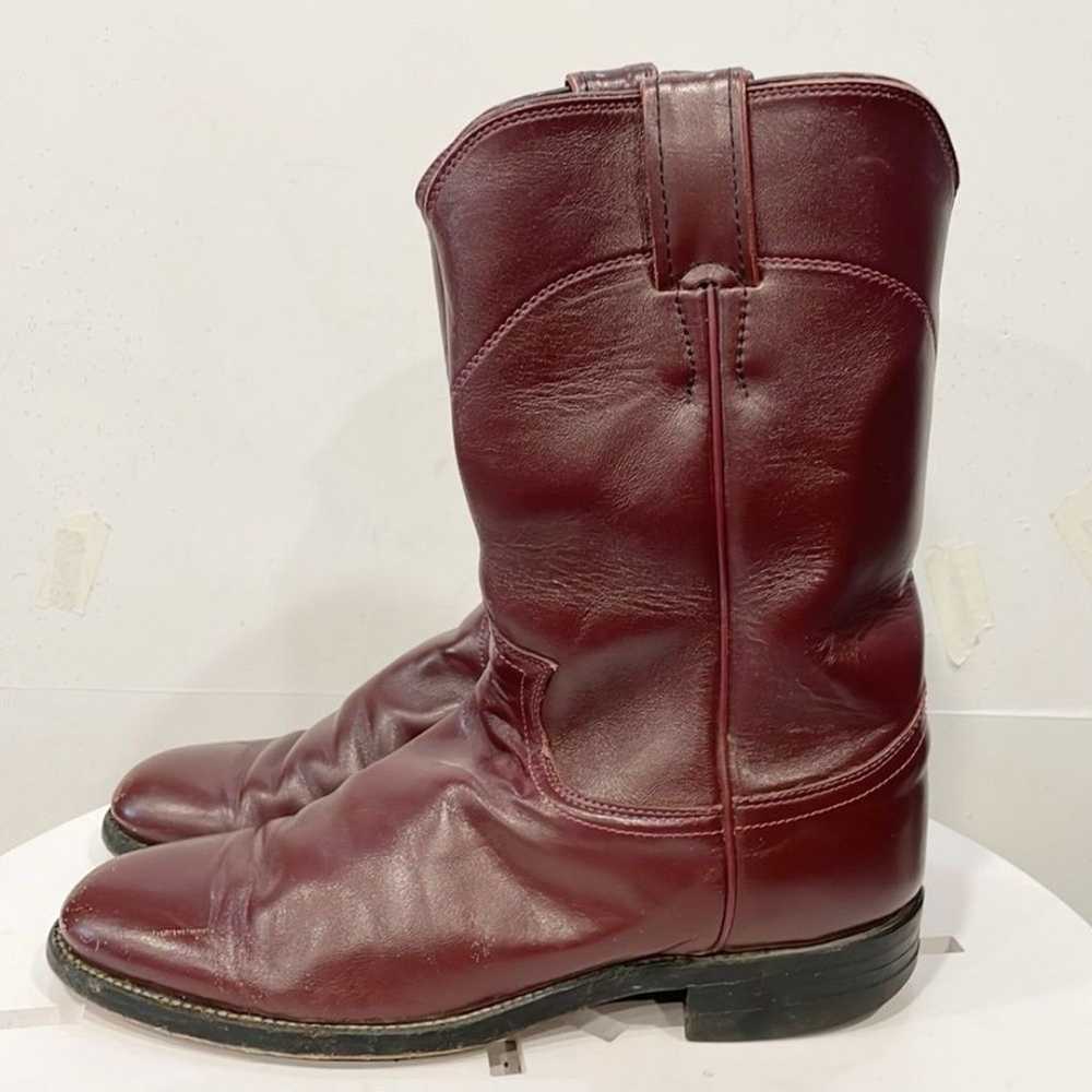 Justin Red Wine Oxblood Leather Western Roper Cow… - image 2