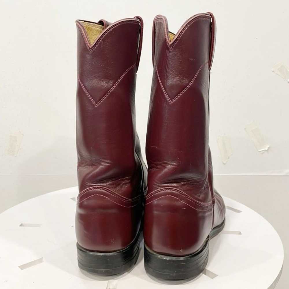 Justin Red Wine Oxblood Leather Western Roper Cow… - image 3