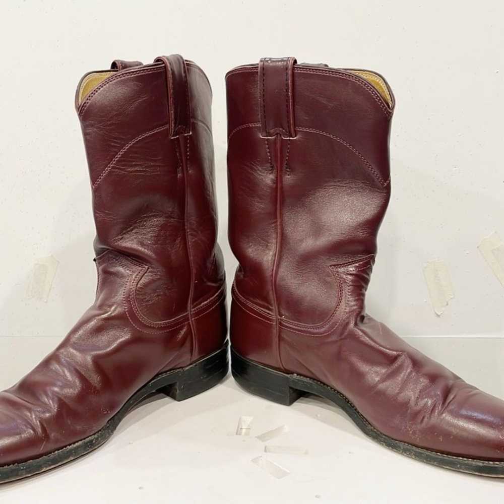 Justin Red Wine Oxblood Leather Western Roper Cow… - image 6