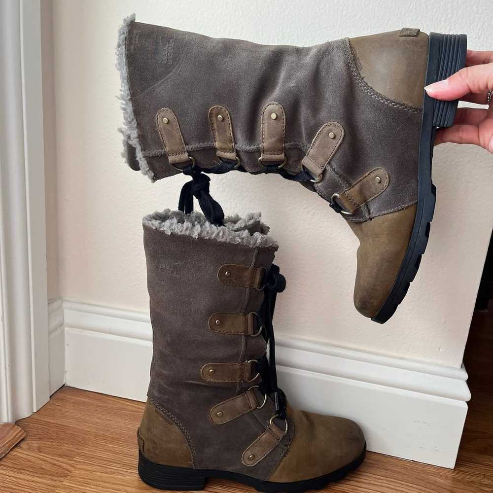 Sorel Emelie Lace waterproof mid-calf gray suede … - image 5