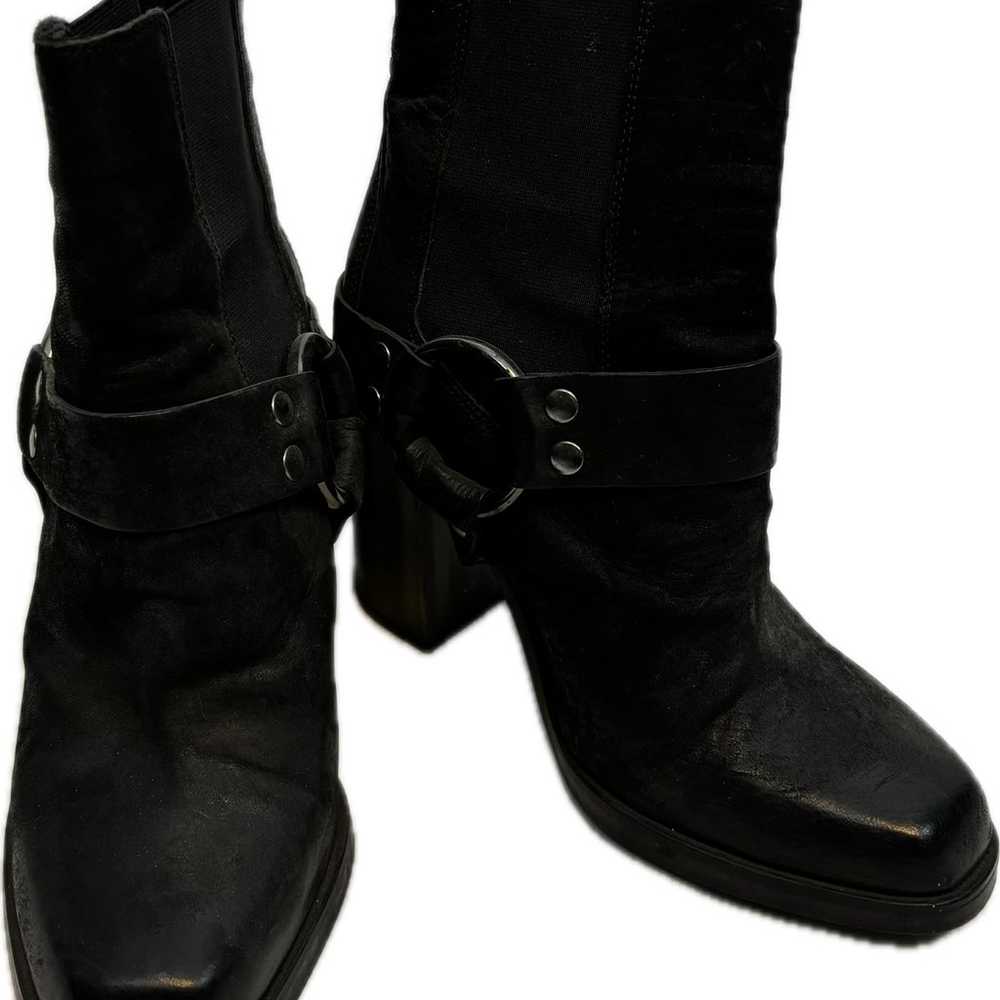 AllSaints black moto buckle suede ankle heels - image 2