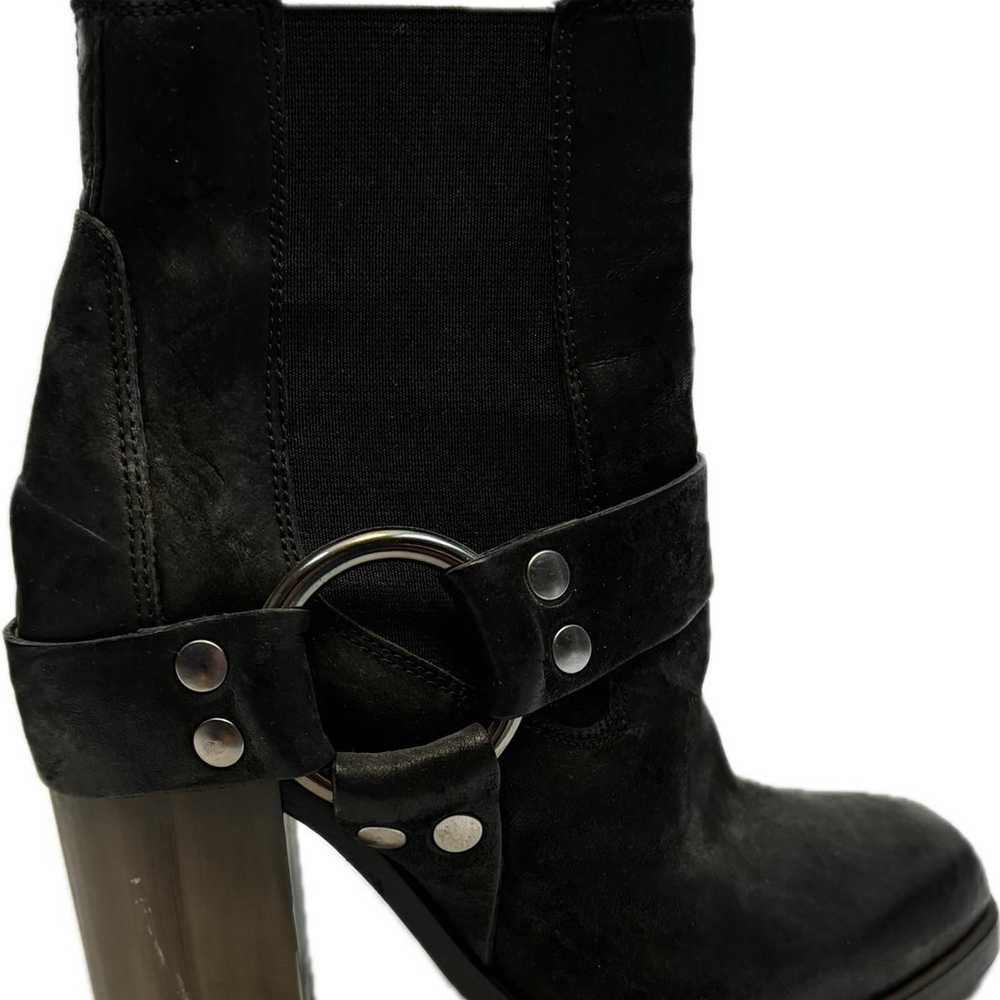 AllSaints black moto buckle suede ankle heels - image 3