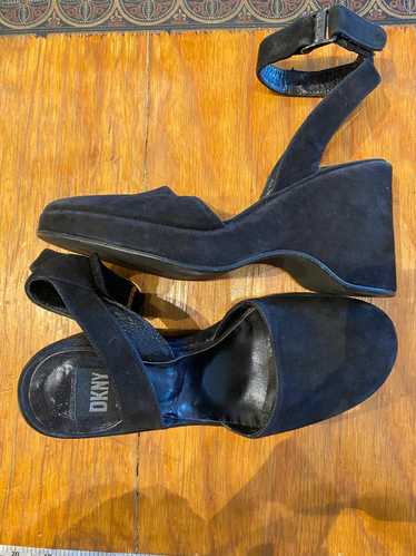 DKNY Black Suede Ankle Strap Wedge (6.5) | Used,…