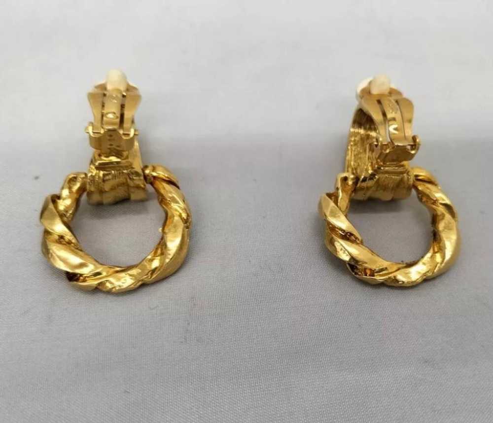 Yves Saint Laurent Vintage gold doorknocker earri… - image 4