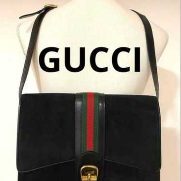 GUCCI Old Gucci Shoulder Bag Sherry Line Suede