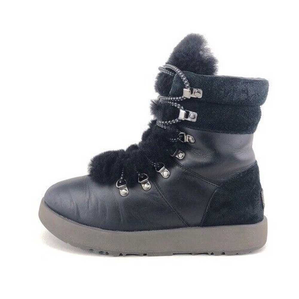 UGG Viki Waterproof Black Leather Lace up Winter … - image 1