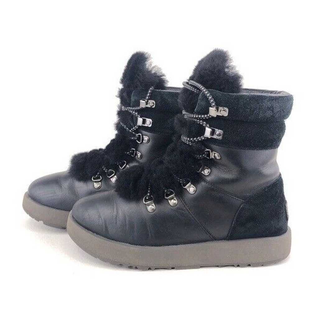 UGG Viki Waterproof Black Leather Lace up Winter … - image 2