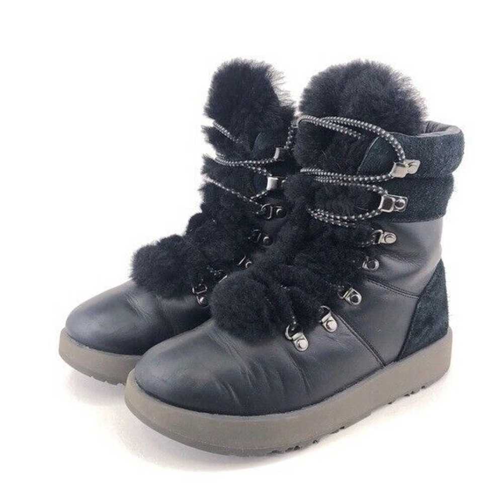 UGG Viki Waterproof Black Leather Lace up Winter … - image 3