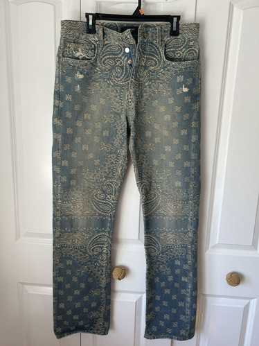 Amiri AMIRI Blue Bandana Jacquard Straight Jeans